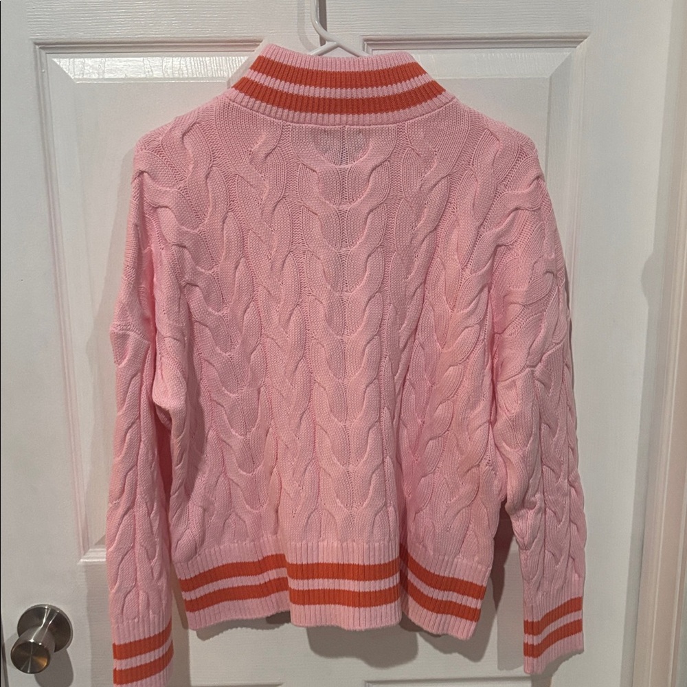 Lands' End Pink and orange Cable Knit Turtleneck Sweater - Picture 3 of 3